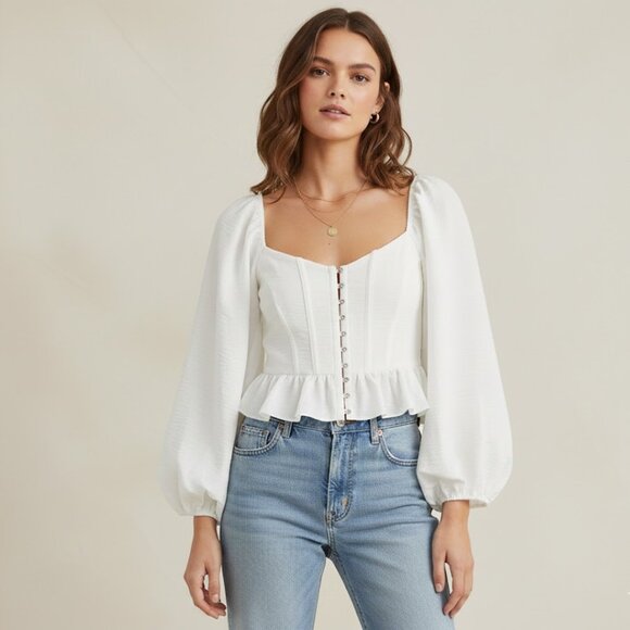 Altar'd State Women's White Off-Shoulder Top Size Small NWT - Picture 2 of 9